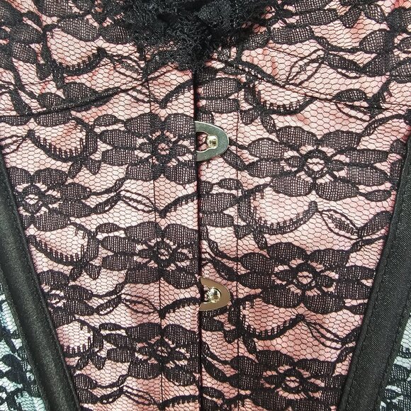 Adore Me Corset Black Pink Lace Ribcage Lace Up Whimsigoth S - Picture 4 of 11
